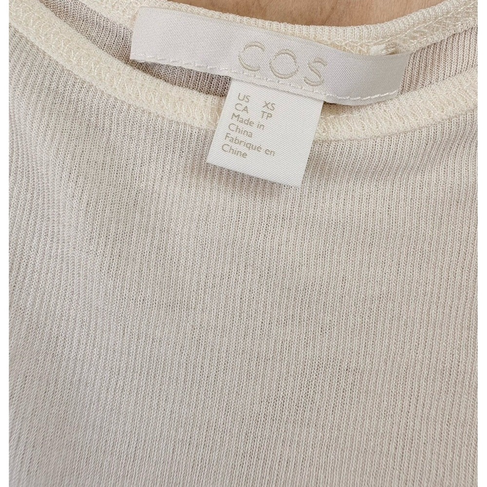 COS Ribbed Silk Tank Top Ivory Capsule Classic Semi Sheer Womens XS Minimalist - Picture 3 of 8